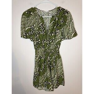 THML Romper Shorts Green Tropical With Pockets Size Small